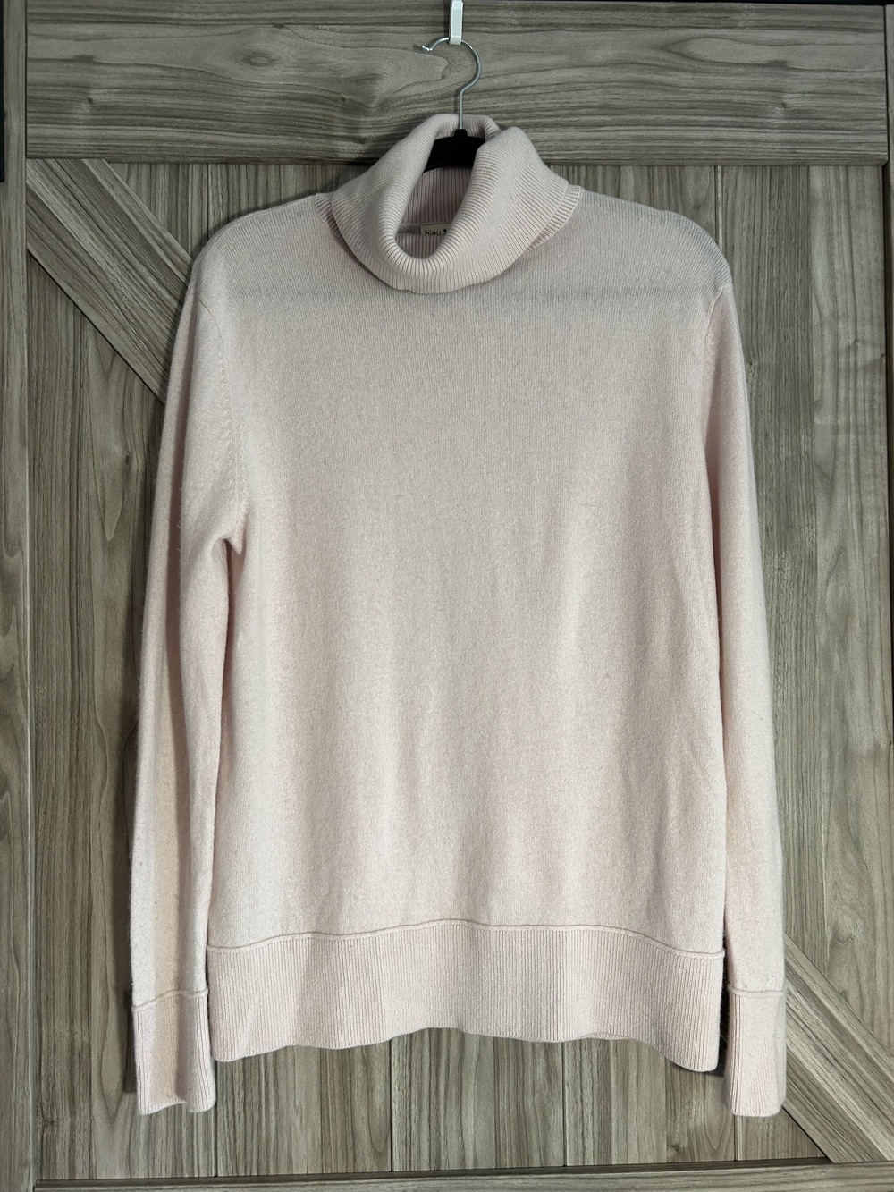bleu gray Light Pink Merino Wool Cashmere Blend Turtleneck Sweater M